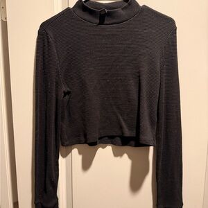 Black Mock Neck Long Sleeve Top